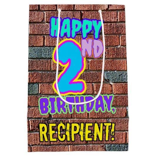 Tweede verjaardag: Fun, Urban Graffiti geïnspireer Medium Cadeauzakje (Achterkant)