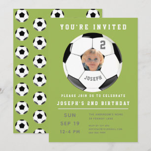 Tweede verjaardag groene foto uitnodiging tot voet
