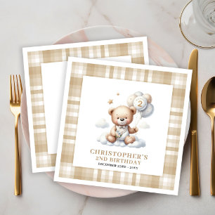 Tweede verjaardag servetten Gouden teddybeer feest