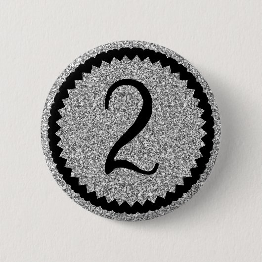 Tweede verjaardag Silver Glitter Classic Ronde Button 5,7 Cm (Voorkant)
