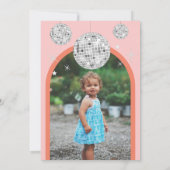 Tweede Verjaardag Sinaasappel roze Retro Disco boo Kaart (Achterkant)