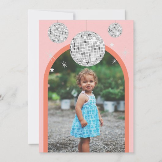 Tweede Verjaardag Sinaasappel roze Retro Disco boo Kaart (Achterkant)