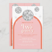 Tweede Verjaardag Sinaasappel roze Retro Disco boo Kaart (Voorkant / Achterkant)