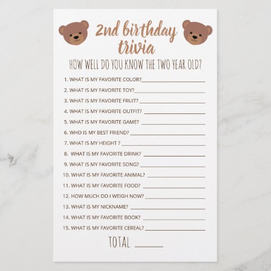 Tweede verjaardag Trivia hoe goed je weet hoe goed (Voorkant)