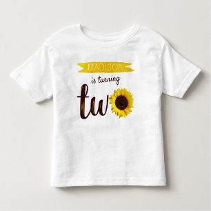 Tweede verjaardag van de kleine zonnebloem kinder shirts