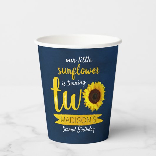 Tweede verjaardag van de kleine zonnebloem papieren bekers (Achterkant)