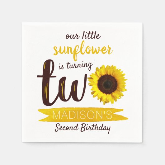 Tweede verjaardag van de kleine zonnebloem servet (Voorkant)