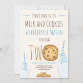 Tweede verjaardag van Melk en Koekjes Boy Blue Kaart (Voorkant)