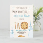 Tweede verjaardag van Melk en Koekjes Boy Blue Kaart (Staand voorkant)