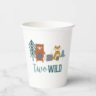 Tweede verjaardag van twee Wild Woodland Animal Papieren Bekers
