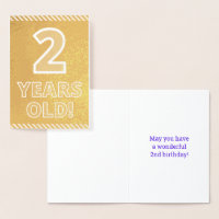 Tweede verjaardag - Vet "2 JAAR OUD"! Gold Foil Ka