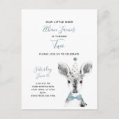 Tweede verjaardag zwart-wit blauw-kind uitnodiging briefkaart (Voorkant)