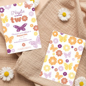 Tweede verjaardagsfeestje Retro Butterfly Verjaard Kaart