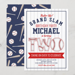 Tweede verjaardagsuitnodiging honkbal kaart