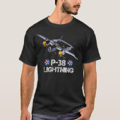 Tweede Wereldoorlog Amerikaanse P-38 bliksemvechte T-shirt (Voorkant)