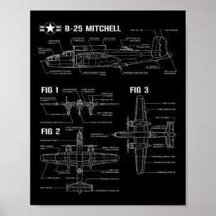 Tweede Wereldoorlog Amerikaanse Vliegtuig B-25 Mit Poster