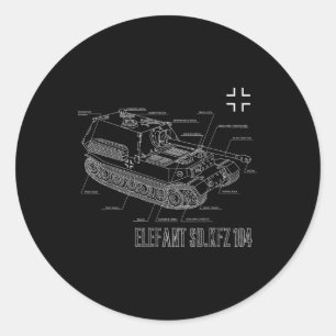 Tweede Wereldoorlog: anti-tank oestroyer olifant b Ronde Sticker