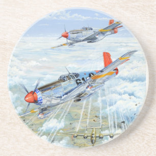 Tweede Wereldoorlog Tuskegee Airman P-51 Mustang Zandsteen Onderzetter