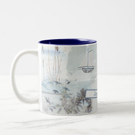 Tweede zeegezicht collage tweekleurige koffiemok (Links)