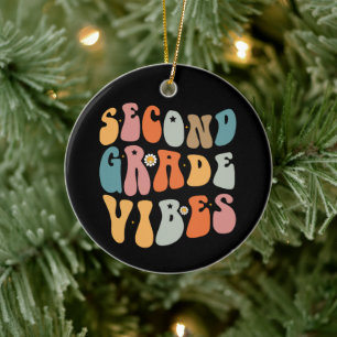Tweedegraads vibes terug naar school Groovy School Keramisch Ornament