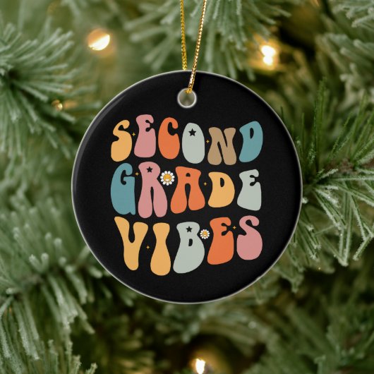 Tweedegraads vibes terug naar school Groovy School Keramisch Ornament (Boom)
