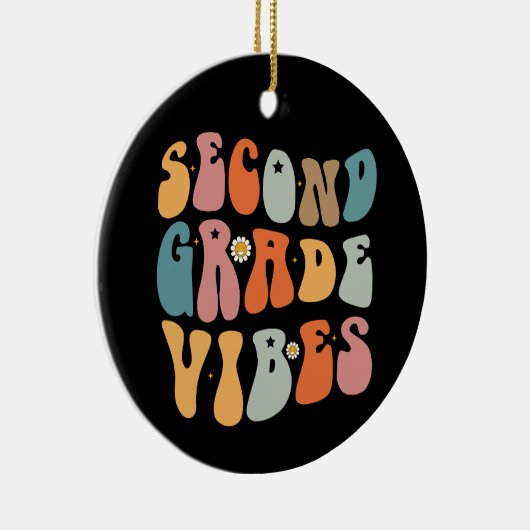 Tweedegraads vibes terug naar school Groovy School Keramisch Ornament (Rechts)