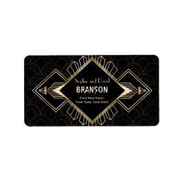 Tweedehands 20s Goud Zwart Great Gatsby Bruiloft Etiket