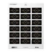 Tweedehands 20s Goud Zwart Great Gatsby Bruiloft Etiket (Full Sheet)