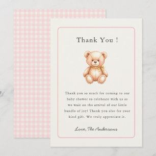Tweedehands teddybeer babemeisjesfeest bedankkaart