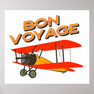 tweedekker- vliegtuig van Bon Voyage Poster