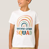 Tweedeklas Squad kleurrijke retro boho regenboog T-shirt (Voorkant)