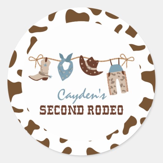 TweedeRodeo Westerne Cowboy 2e Verjaardag Ronde Sticker (Voorkant)
