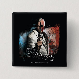 Tweedimensionaal - veroordeeld vierkante button 5,1 cm