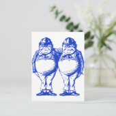 Tweedle Dee en Tweedle Dum Inked Blue Briefkaart (Staand voorkant)