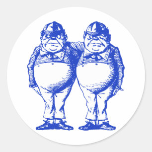Tweedle Dee en Tweedle Dum Inked Blue Ronde Sticker