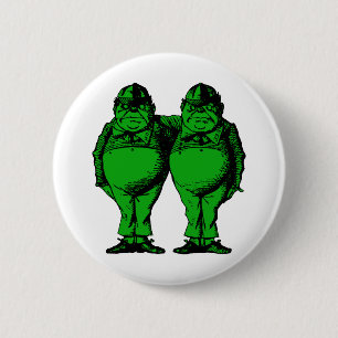 Tweedle Dee en Tweedle Dum Inked Green Fill Ronde Button 5,7 Cm