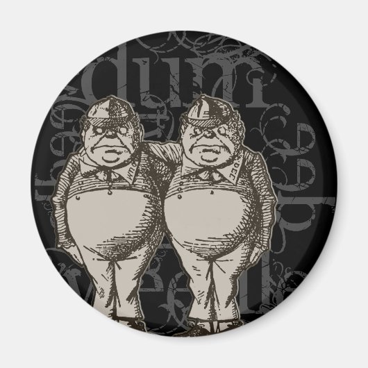 Tweedledum & Tweedledee Grunge (enkel cijfer) Magneet (Voorkant)