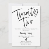 Tweeëntwintig 22e verjaardag uitnodiging (Voorkant)