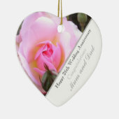 Tweeëntwintigste trouwdag Roze Hart Keramisch Ornament (Rechts)