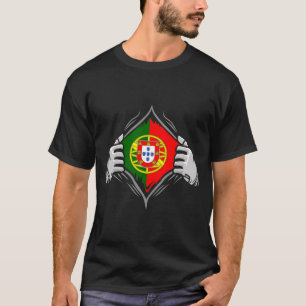 Tweehandse ripping onthulling vlag Portugal T-shirt