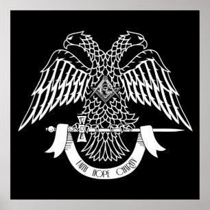 Tweehoekige adelaar als Masonic-symbool Poster