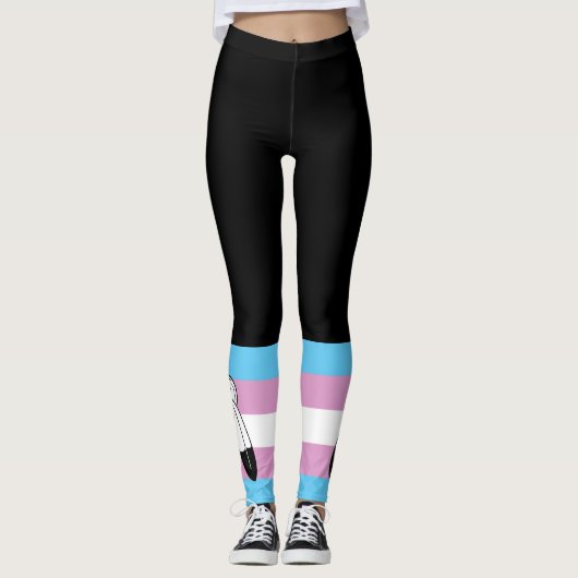 Tweehoekige Trans Pride Flag Leggings (Voorkant)