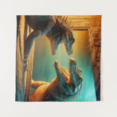 Tweehoofdige hagedis en krokodillenspiegel scène wandkleed (Voorkant (horizontaal))