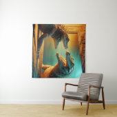 Tweehoofdige hagedis en krokodillenspiegel scène wandkleed (In Situ (horizontaal))