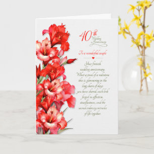 Tweejarig huwelijksjubileum Rood Gladiolus Kaart