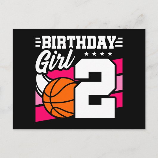 Tweejarige basketbal verjaardag meisje briefkaart (Voorkant)