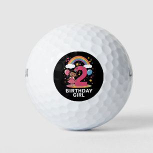 Tweejarige verjaardagsmeisje Cute 2e verjaardag Golfballen