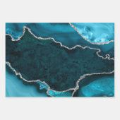 Tweekleurig blauwe en zilveren namaak glinsterende inpakpapier vel (Voorkant 3)