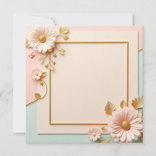 Tweekleurig bloemmotief kaart (Voorkant)