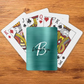 Tweekleurig geborsteld metaal zwart wit schrift mo pokerkaarten